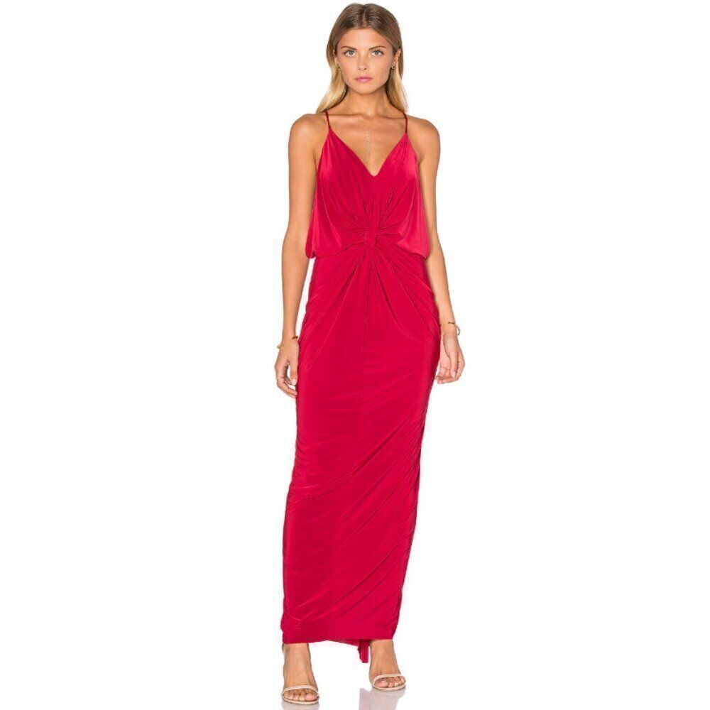 MISA Los Angeles Domino Maxi Dress Red Draped